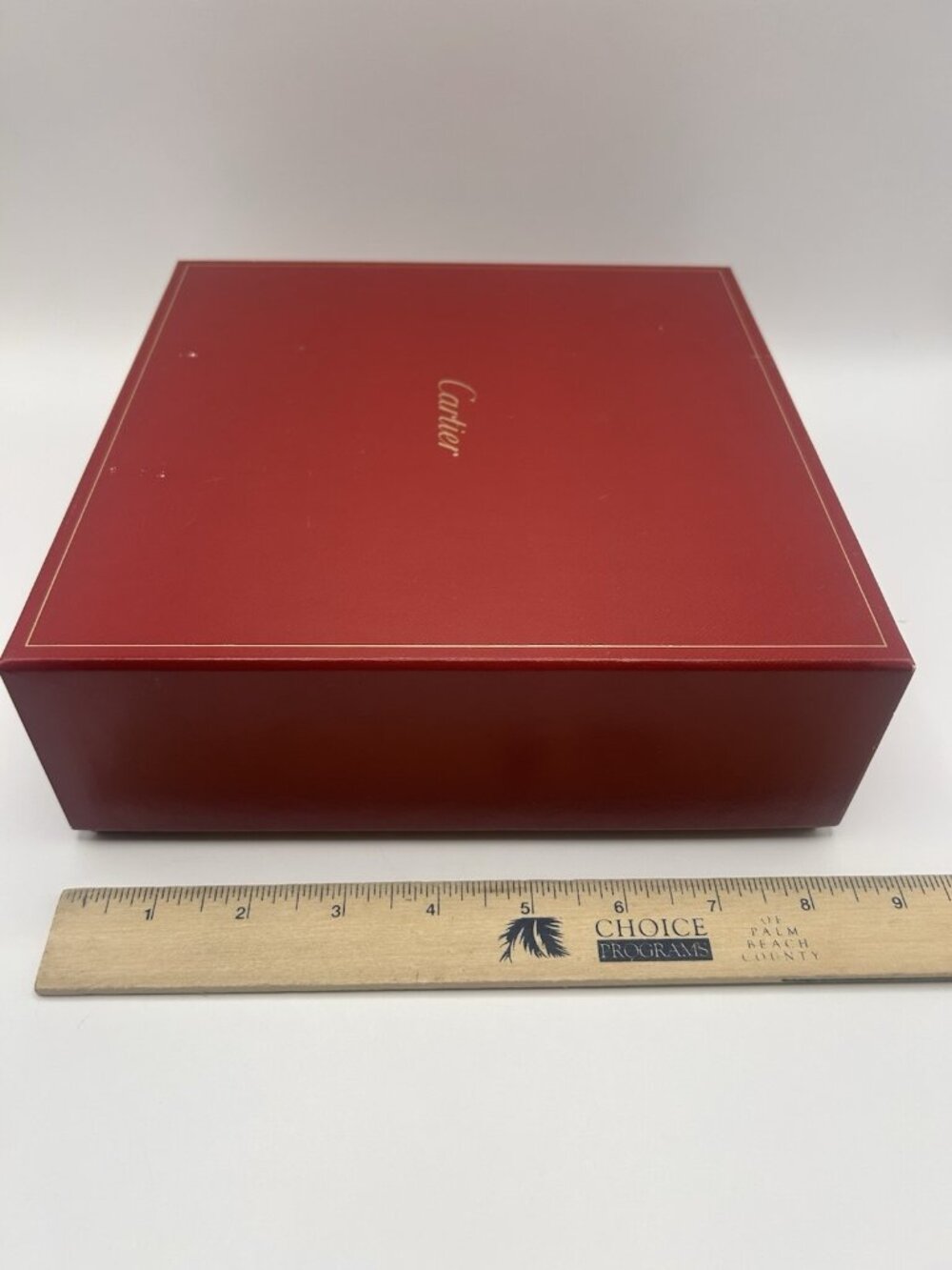Cartier Red Gift Box EMPTY Storage Box Gold Logo 8.5”x8.5”x3" Designer Packaging - Picture 5 of 16